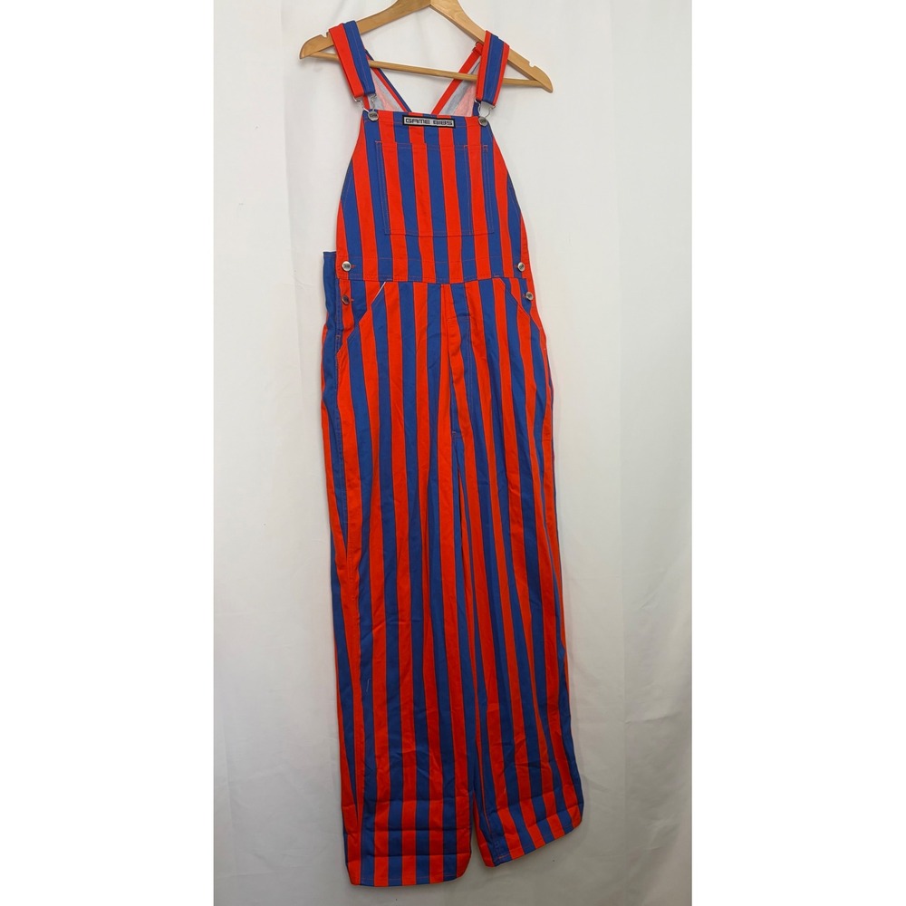 Game Bibs Orange and Blue Striped Overalls Game Day Fan Apparel Small Sports